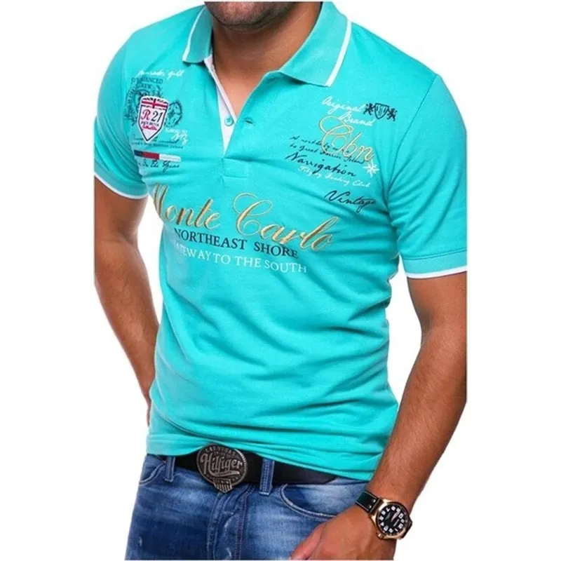 Zogaa Men Polo Shirt Korte mouw Katoen Casual Printing vaste anti-shrink shirts topkwaliteit herenkleding zomerpolo's tees 220716