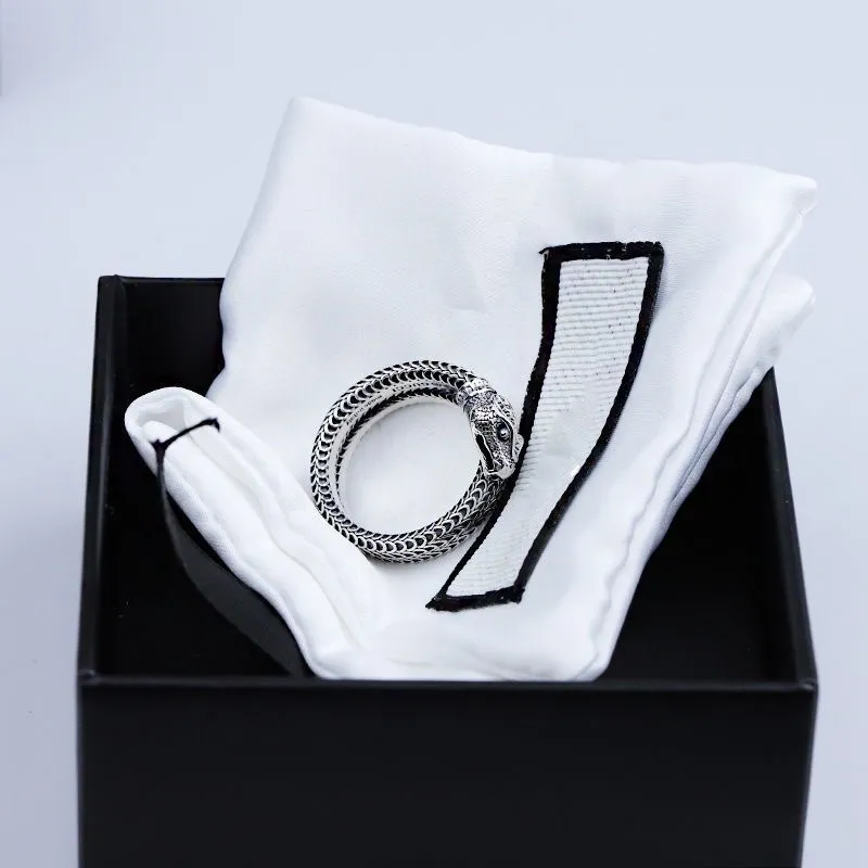 Lyxdesigner smycken herrälskare ring mode klassiska orm ringdesigners män och kvinnor ringar 925 sterling silver hiphop ringe309y