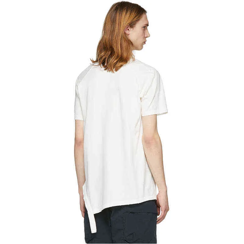 Oblique hem raw edge T-shirt deconstructed simple black and white short-sleeved shirt comfortable pure cotton base L220704