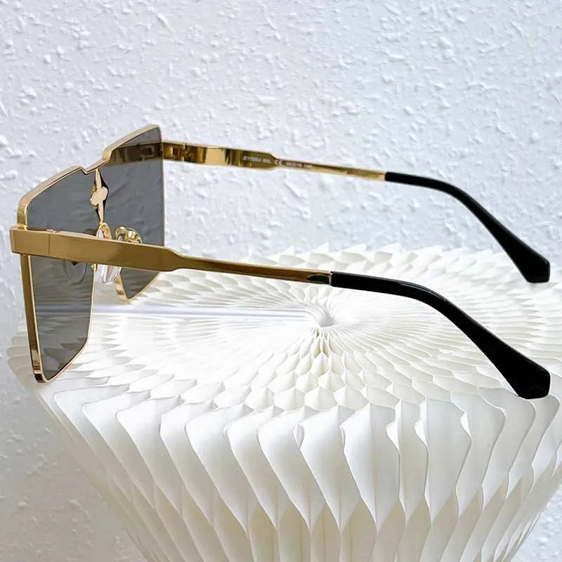 Damer Mens Cyclone Metal Solglasögon Z1700U Black Lens Gold Metal Frame Men and Womens Designer Fashion Glasses Storlek 58-16-140 WIT261Y
