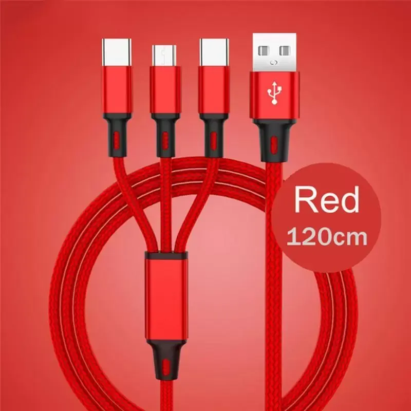 1,2m Nylon geflochtene Kabel Multi -Farben USB -USB -Kabel Kabel Typ C Android -Ladegerät für Xiaomi Samsung Huawei Telefone