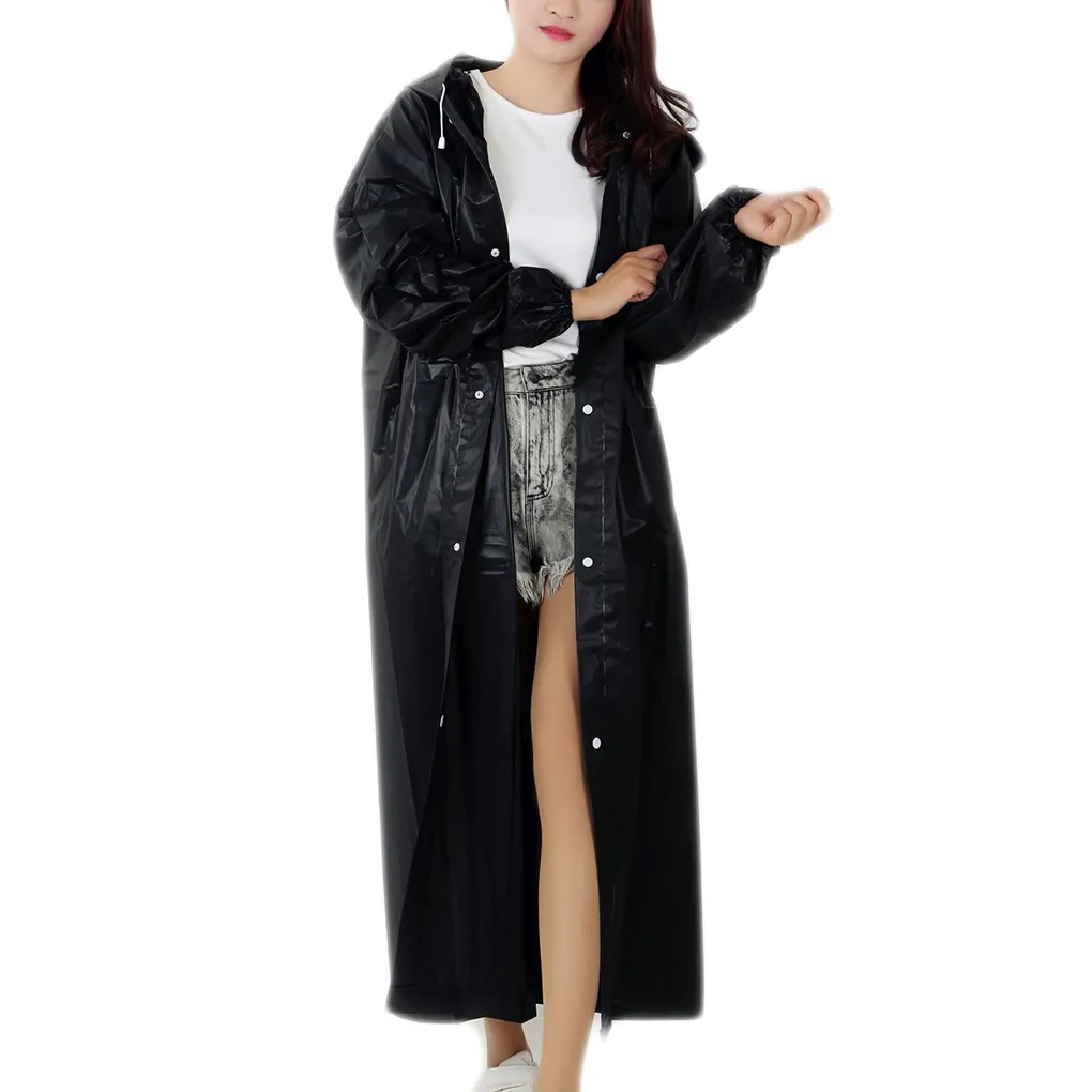 Alta qualità usa e getta 145 * 68 cm EVA impermeabile unisex addensato impermeabile cappotto di pioggia donna uomo nero campeggio impermeabile tuta antipioggia