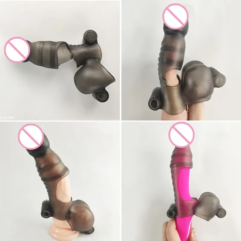 Masturbation Tools Vibrating Penis Cover TPE Portable with Touching Movement and 6 Button Batteries Adult Toys EK-New