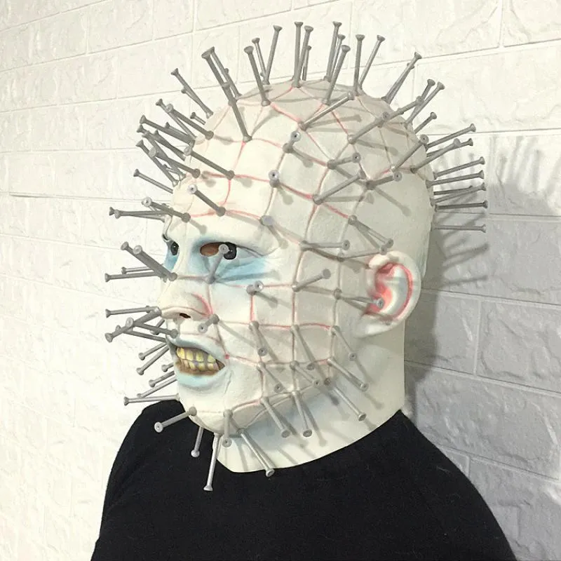 Hellraiser Pinhead Horror Máscara Festa Carnaval Mascaras Cabeça Nail Man Filme Cosplay Máscara Halloween Látex Máscaras assustadoras Spoof Props 224048758