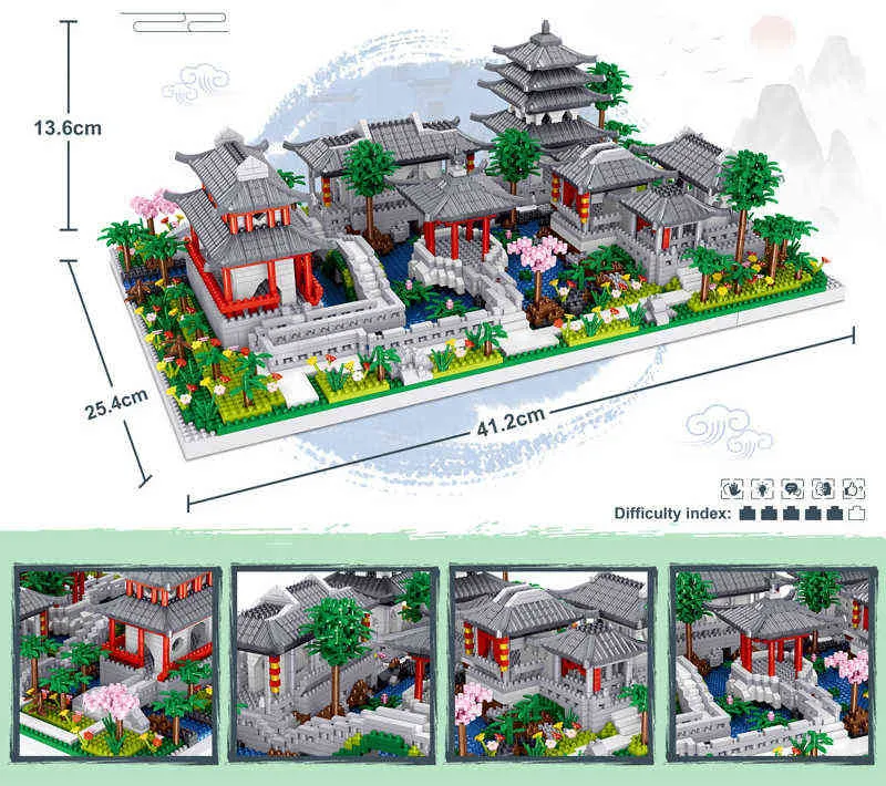 Classic Nanobricks Nanobricks China Tradizionale Architettura Micro Diamond Block in Suzhou Gardens Building Builds Collection J220624