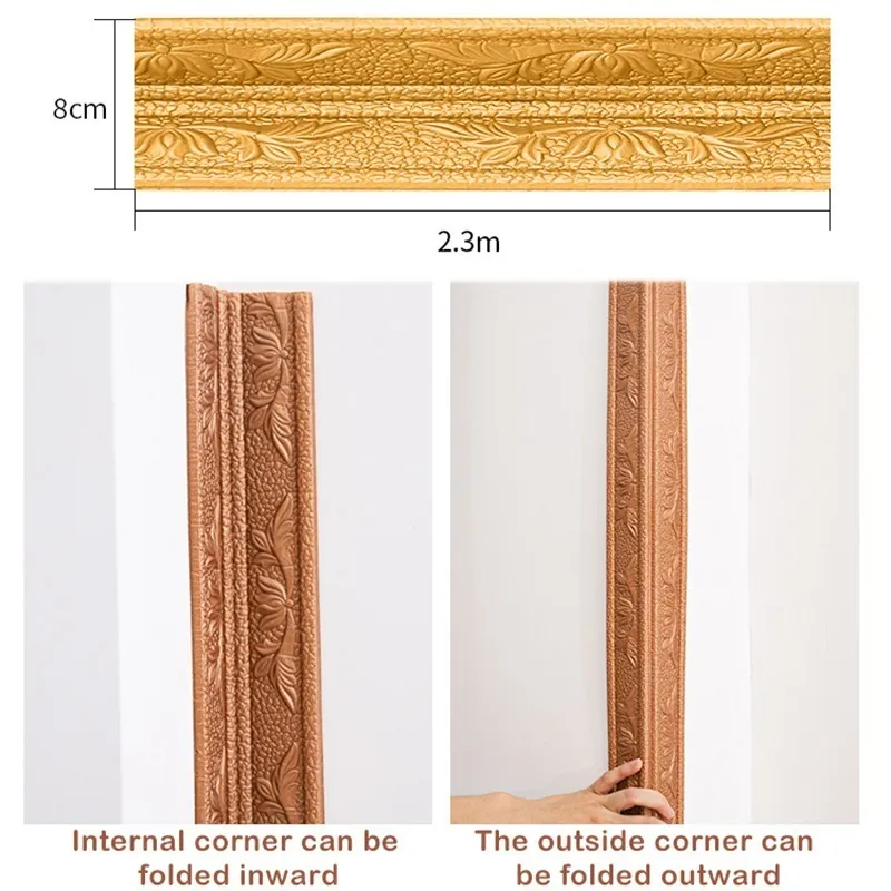 Adesivos de faixa de parede de espuma 3D adesivos de tira auto adesiva autônoma à prova d'água canto da cintura adesivos de parte adesivos de parede de parede de grama 220727