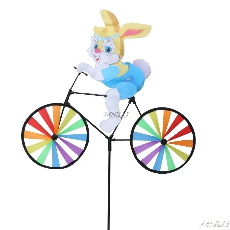 Rabbit Bee Tiger on Bike DIY Windmill Animal Bicycle Wind Spinner Whirligig Garden Lawn Decorative Gadgets Kids Outdoor Toys 220721