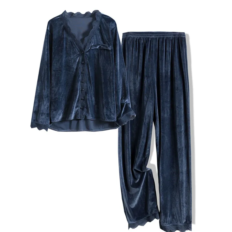 NHKDSASA Sleepwearの女性Pajama Pour Femmeセットズボンベルベット暖かいパジャマプラス大型ホームスーツComnuntos de Mujer 220329