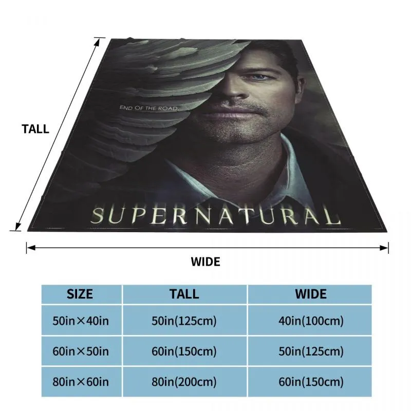 Couvertures Film surnaturel Fin de la couverture de laine de route Castiel Jeter personnalisé pour lit canapé canapé 125 100 cm Quilt297u