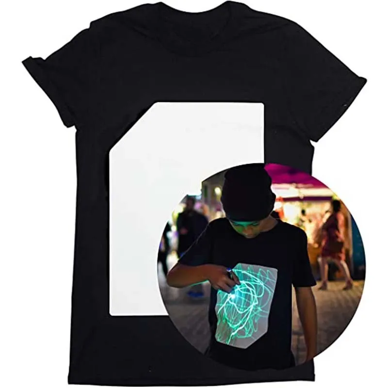 Duofan Olluminated Tshirts Interactive Glow Women Fomen Tshirts в темной футболке граффити рисовать светящуюся семейную одежду со светом 220608