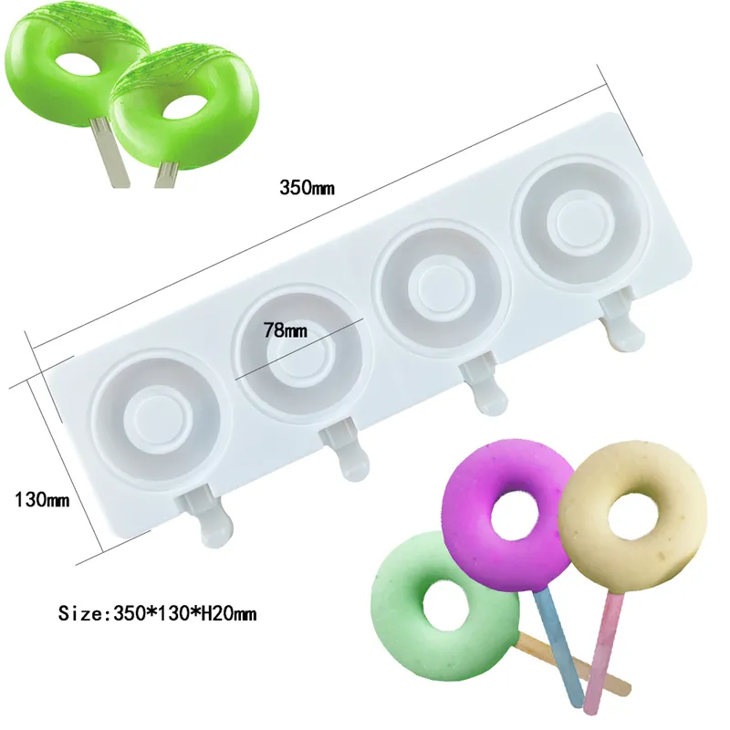 Silikonglass mögel DIY hemlagad popsicle mögel frys 4 cell ädelsten kubfack pop fat makers bakningsverktyg 220509