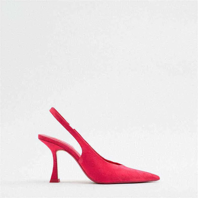 Sandalen Nieuwe Vrouw Hoge Hakken Schoenen 2022 Slingback Fashion Pumps Pointy Stiletto Red Summer Mrs 220413