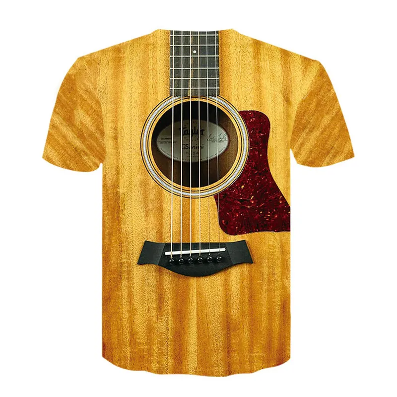 Herren 3d Gitarre Gedruckt Mode Kurzen Ärmeln T-shirt Täglichen Kurzarm T T-shirt Weibliche Psychedelic Kleidung Tops 220407