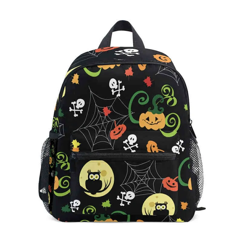 HBP -ryggsäck för grundskolestudenter Halloween Färgglada pumpa mönstertryck Fashion Trend 220805