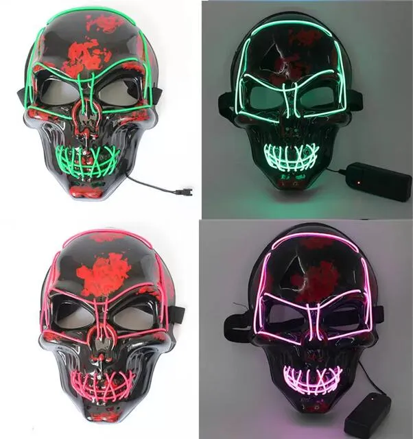 Halloween-Maske mit LED-Leuchten, gruselige Skelett-Schädel-Maske für Festival, Cosplay, Halloween-Kostüm, Maskerade, Partys, Karneval, 10 Farben, C0815