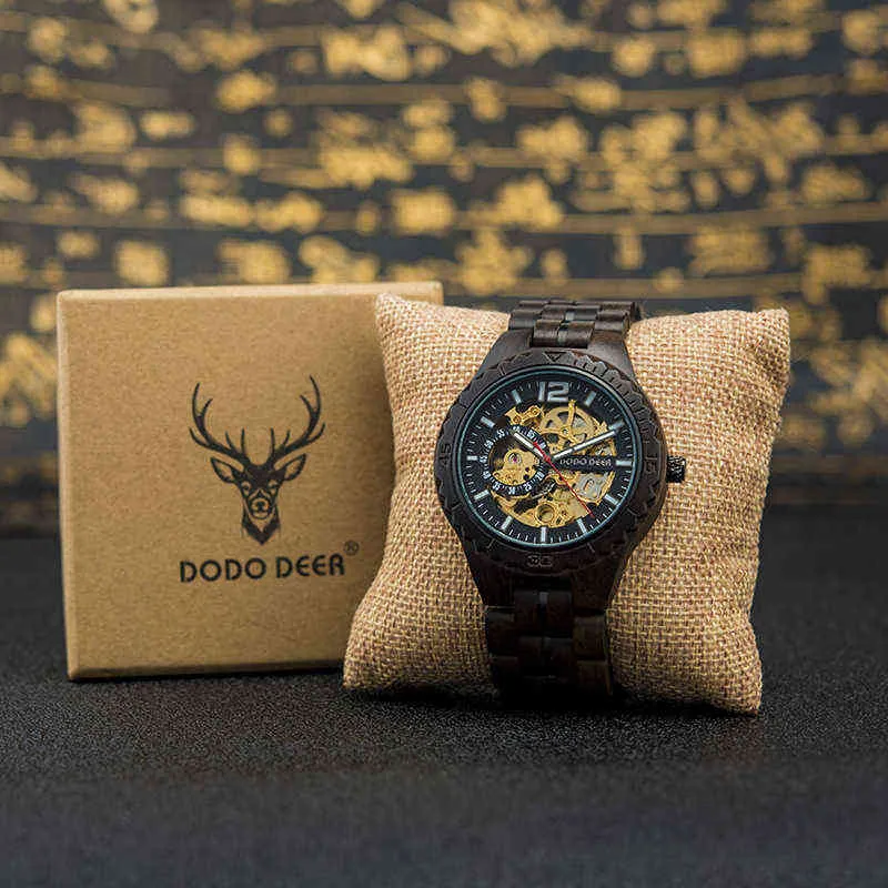 Orologi di design da uomo di lusso Orologio da uomo Dodo Deer Marca Orologio da donna meccanico in legno Scava fuori il Giappone