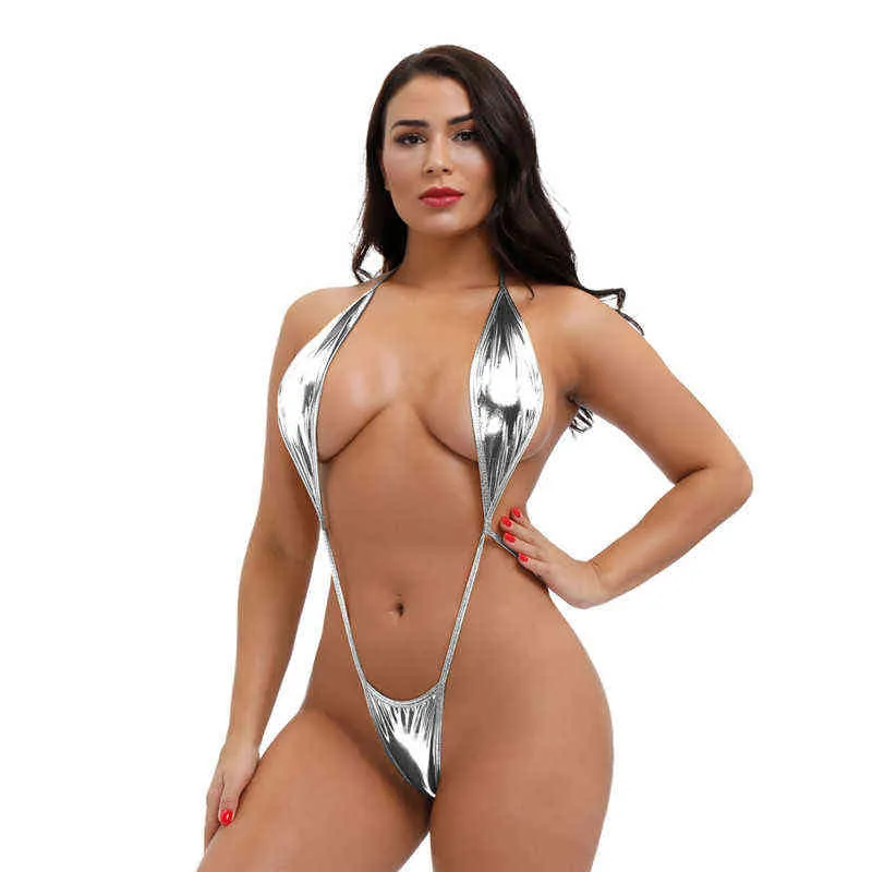 micro bikini costumi da bagno donna costume da bagno intero biquini bikini pelle verniciata Halter String pizzo regolabile taglia grande perizoma spa Y220423