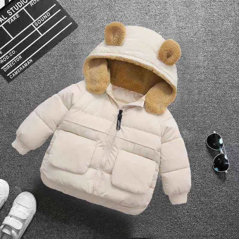 Winter Cotton Coat Long Sleeves Solid Children Coat For Boy Girl Autumn Baby Girl Toddler Coat Keep Children Running 2022 J220718