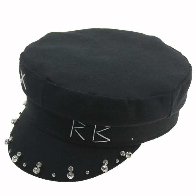 بسيطة RB HAT Women Men Street Fashion Style Sboy Hats Black Berets Flat Top Caps Drop Ship Cap GX220520