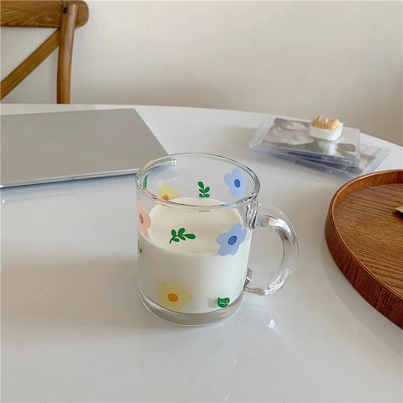 Stile coreano fiore fresco e delizioso ciotola di vetro colazione ciotola di insalata di cereali tazza di vetro piatto di fiori resistente al calore 220408