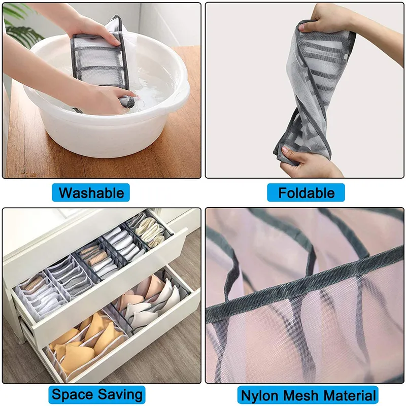 Underwear Drawer Organizer Storage Box Foldable Closet Organizers Drawer Divider Storage Boxes for Underpants Socks Bra CX220413