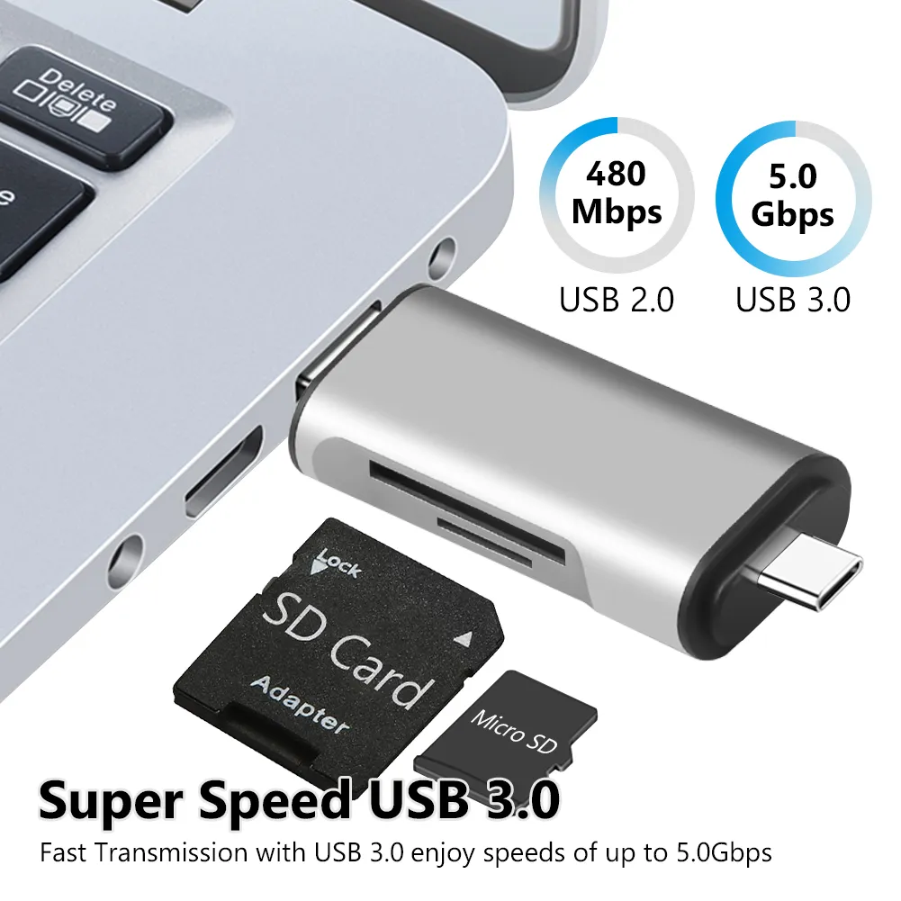 Type C Micro USB 3.0 in 1 OTG Card Reader High-speed USB3.0 Memory Card Reader for Android Phone Computer Card Reader