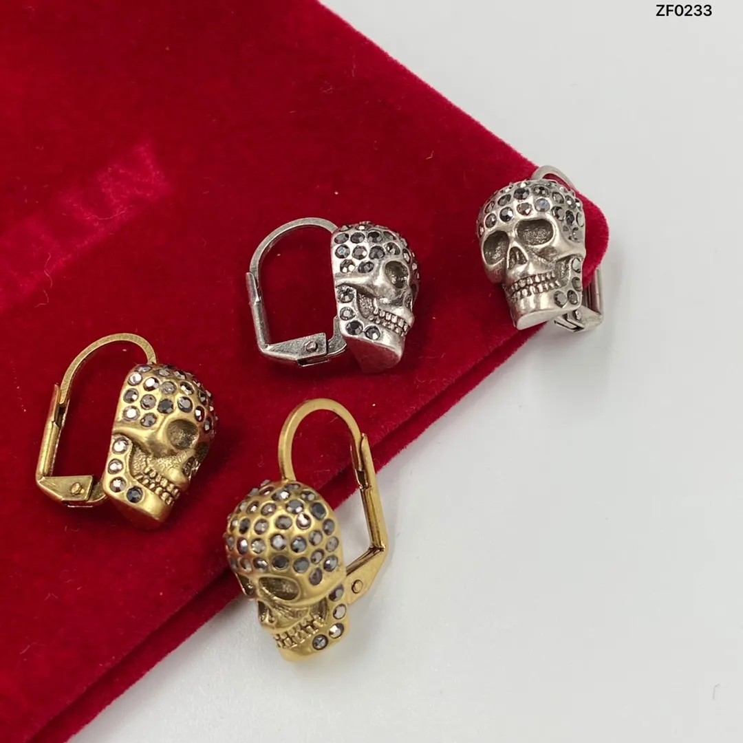 Neu gestaltete Anhänger Schädel Eule Diamanten übertrieben dicke Kette Frauen Halskette Punk Hip-Hop Damen Ohrring Ohrstecker N012087