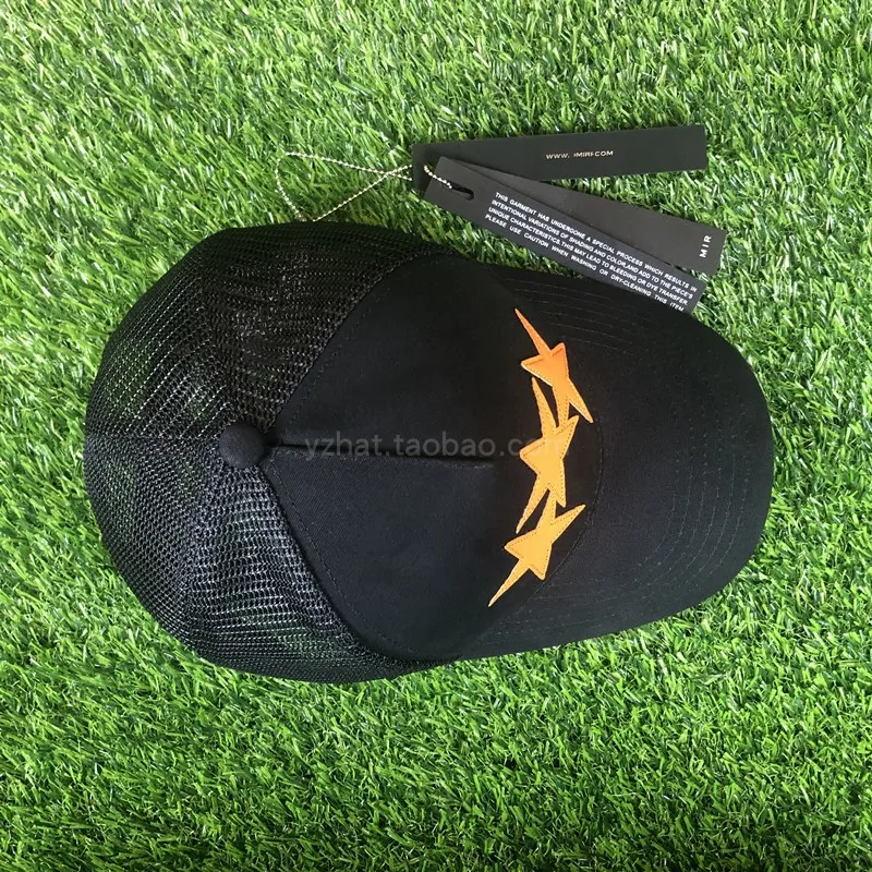 2022 NOWOŚĆ skąpego czapki Brim 3 -Star Trucker Cap Black Canvas Star Baseball Caps Trend Hat Spring Summer174o