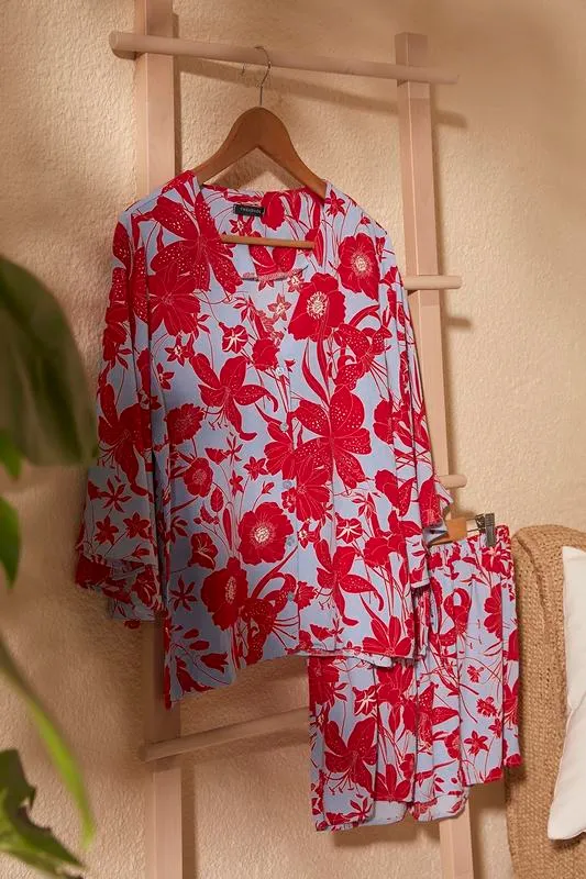Set pigiama in viscosa intrecciata con stampa floreale Trendyol THMSS20PT0283 220511