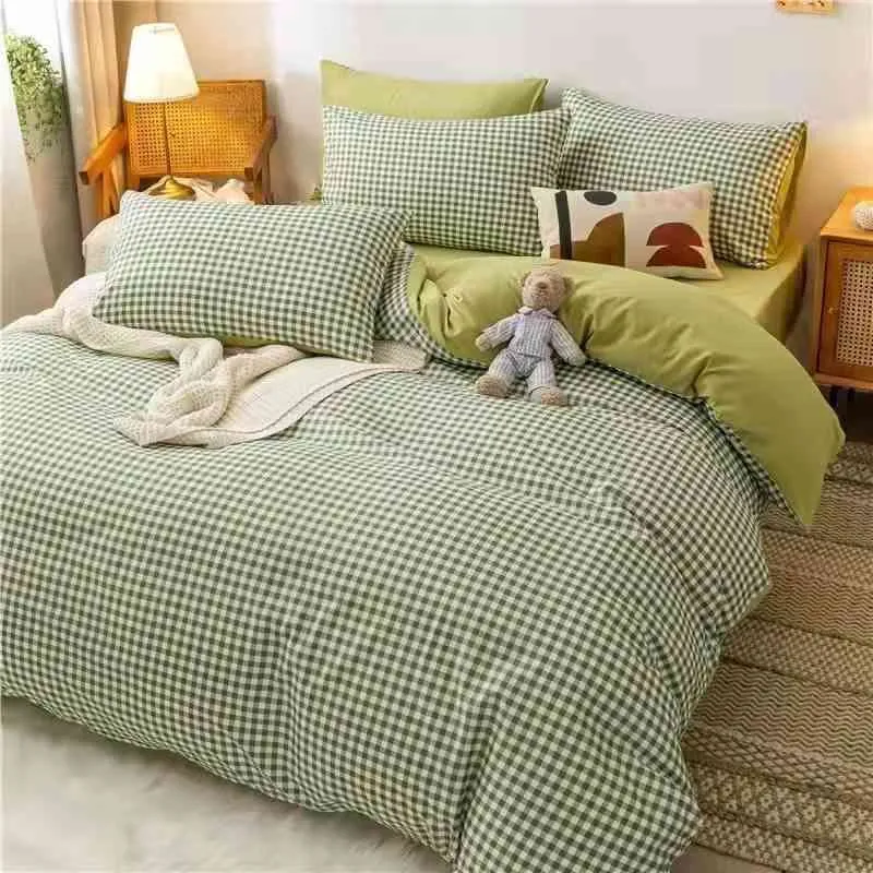 Модные постельные принадлежности набор белая зеленая двуспальная постельное белье.