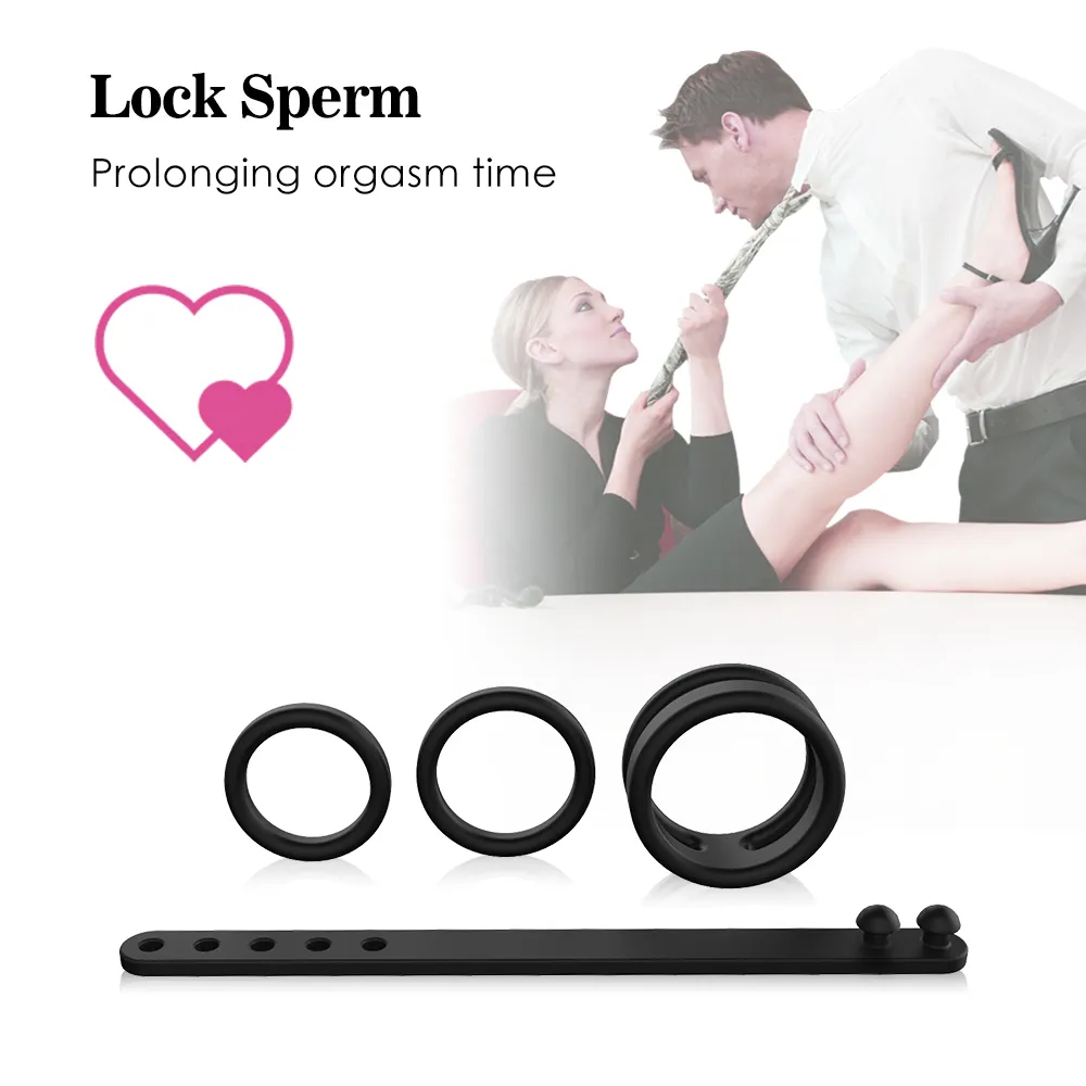 Silicone Dual Cock Rings Lock Penis ereção atrasando a ejaculação aumentando o brinquedo sexy mais difícil para homem ou casais