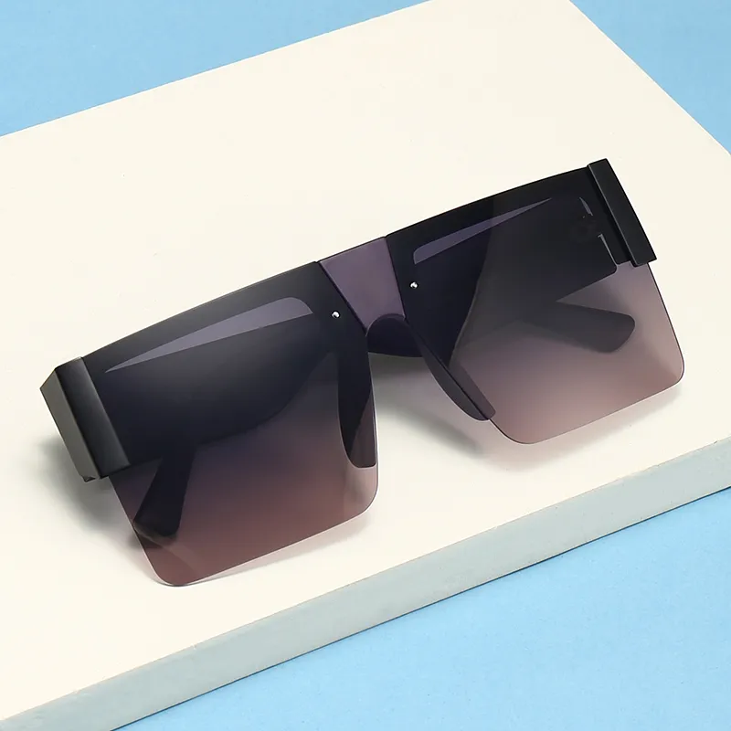 Gafas de sol famosas de alta calidad de verano para hombre, gafas de sol planas de gran tamaño para mujer, cadena para mujer, marcos cuadrados, diseñador de moda con pa206g