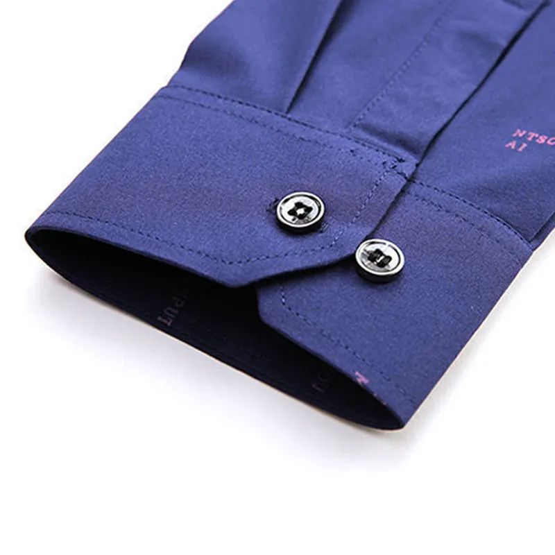 Fashion Business Plaid Shirt Men Long Rleeve Down Down Letters Stripes Buttons