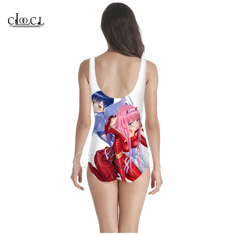 Anime Darling In The Franxx Zero Two Onepiece Swimsuit Girl 3D Print Sleeveless Slim Women Colorful Swimwear 220617