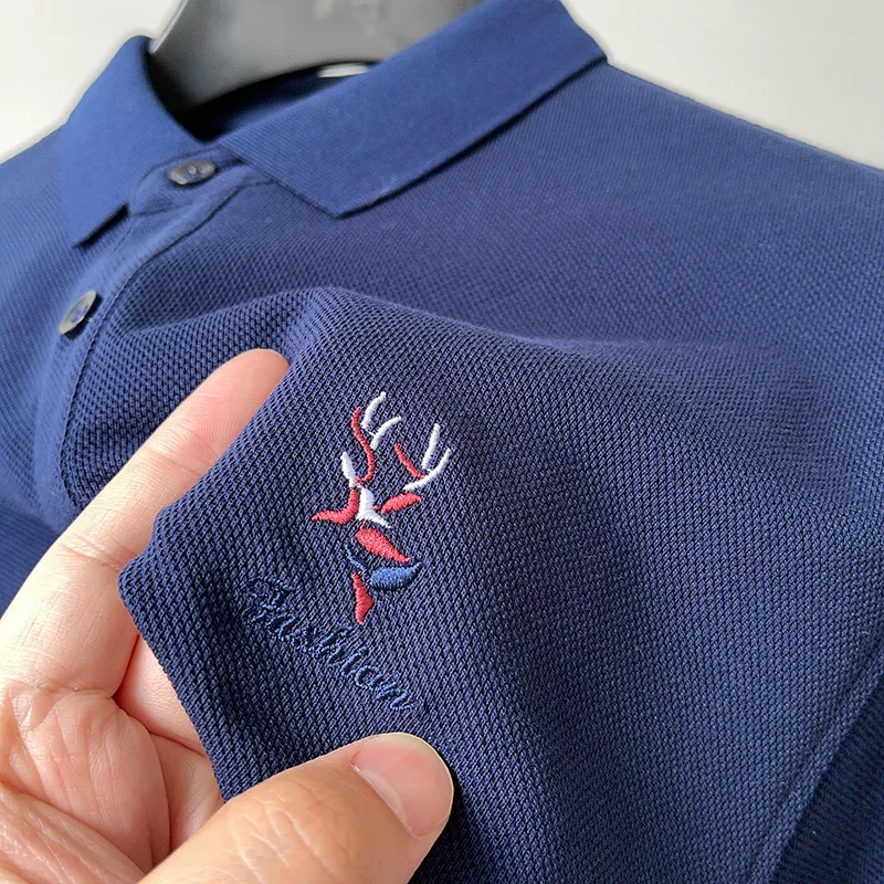 Polo d'été hommes marque vêtements coton à manches courtes affaires décontracté impression designer homme camisa respirant 220408