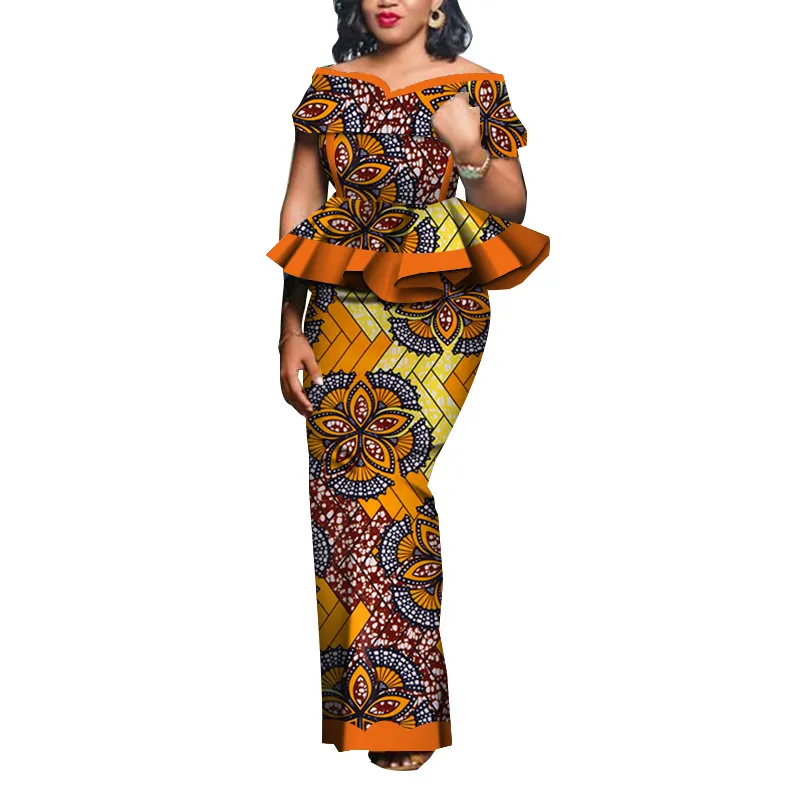 BintaRealWax 2 pièces robe robe africaine femmes jupe ensembles traditionnels 2 pièces costumes sur mesure Dashiki hauts et jupes grande taille vêtements WY5104