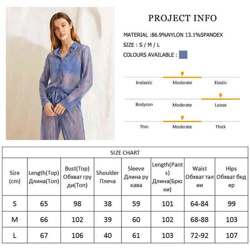 Hiloc See Through Sexy Lace Nightwear Single Breasted Pants Fit Sets Womens Outfits Turn Down Collar Homewear Femmes Pyjamas L220803