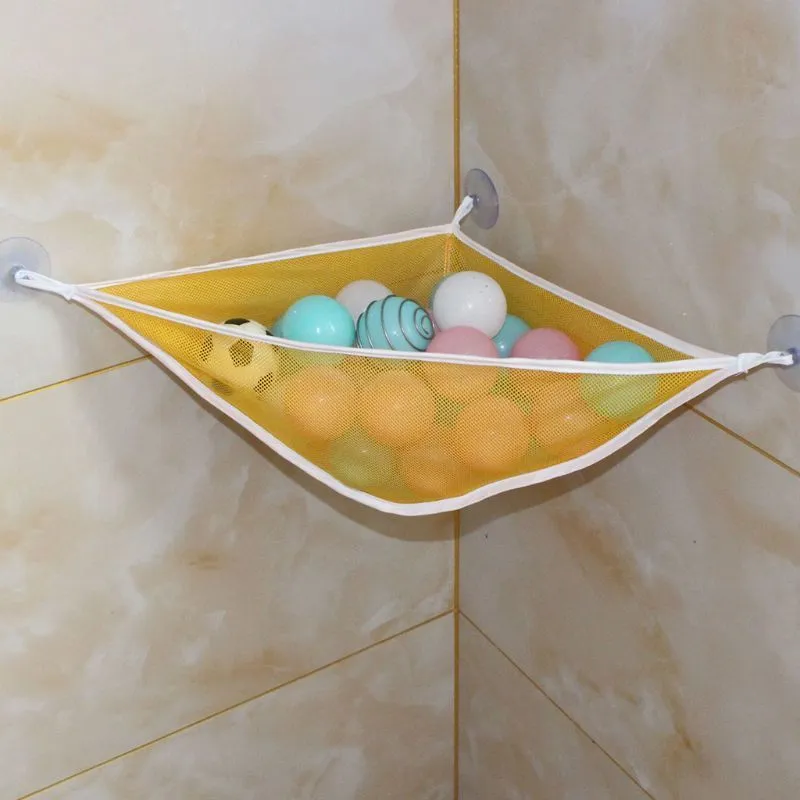 Triângulo do banheiro doméstico Suporte de suporte de pano de pano de malha Multifuncional sacos de armazenamento de brinquedos de brinquedos 220531