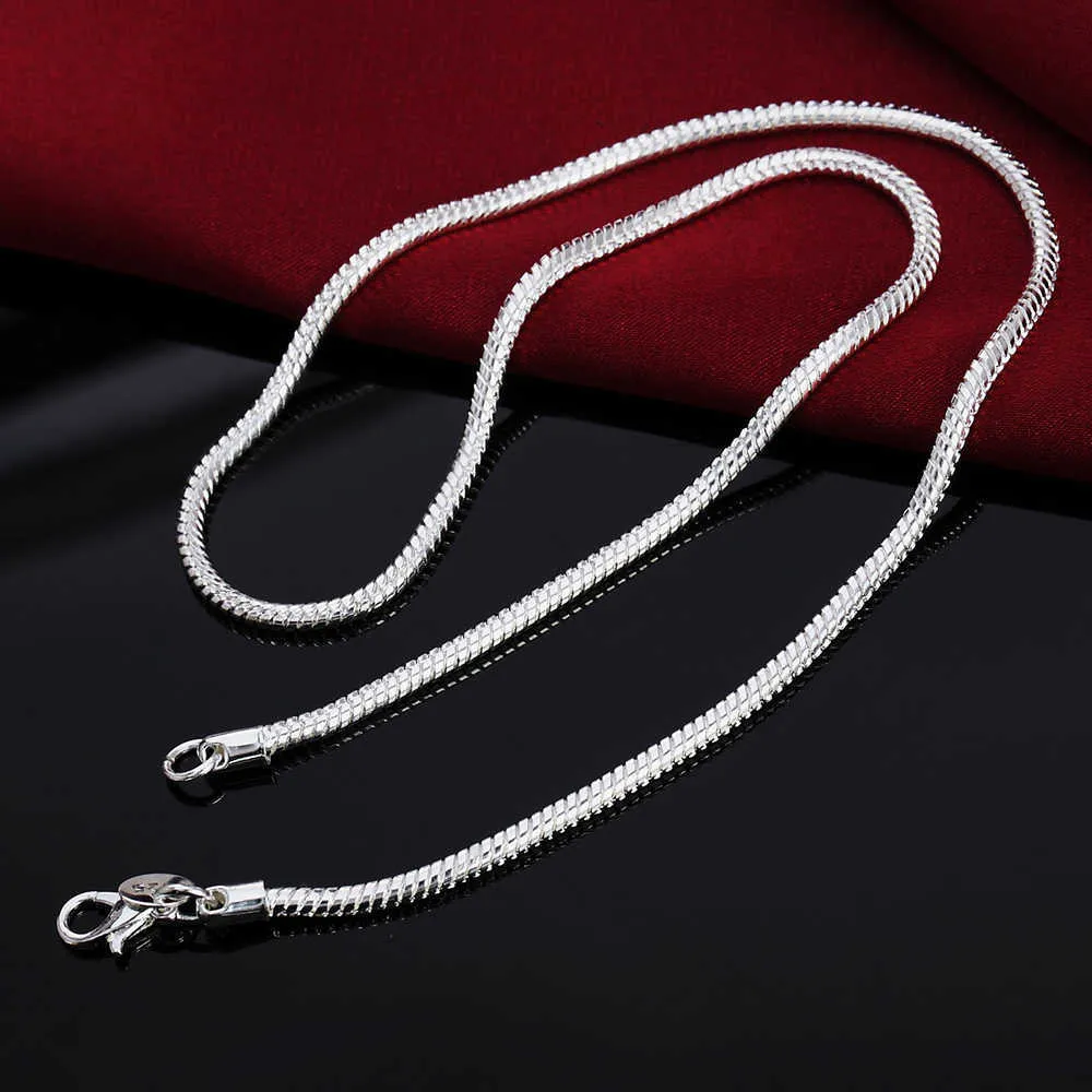 Srebrny 40-75 cm 925 1 mm/2 mm/3 mm Naszyjnik łańcucha stałego dla mężczyzn dla kobiet mody biżuterii W Pendant7529034