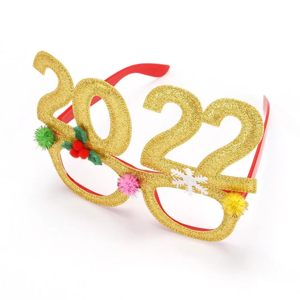 UPS Fashion Glitter Christmas Glasses Decorazione feste 2022 Holiday Glass Frame Xmas Home Decorations Regali