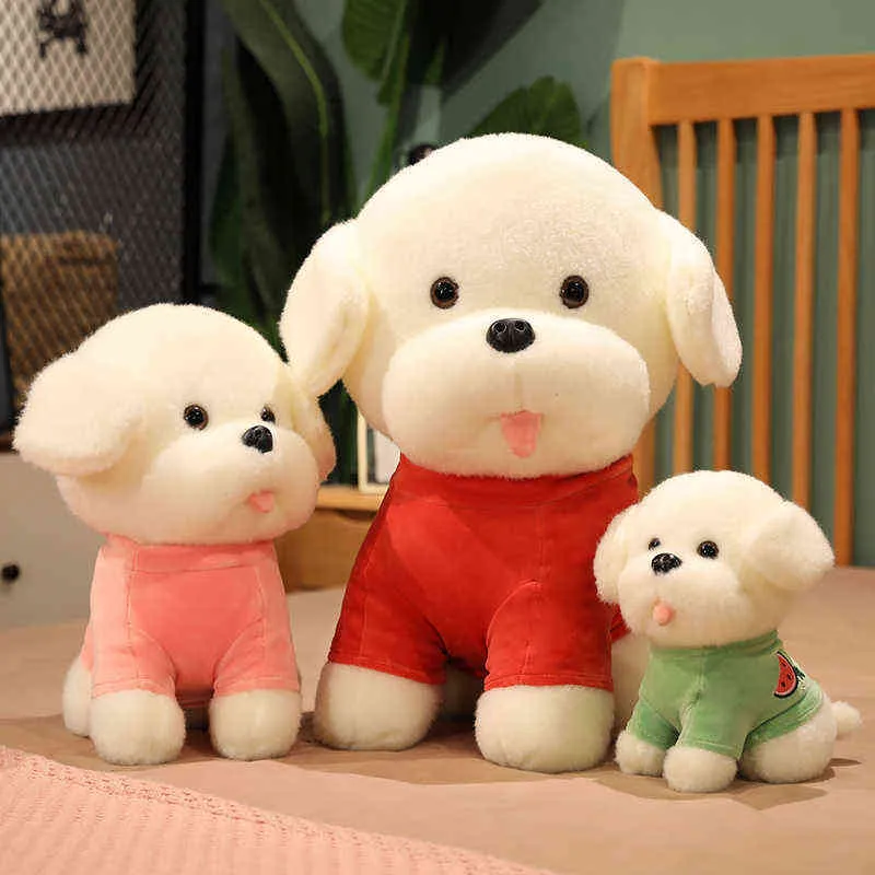 PC CM KAWAII TEDDY DOG PLUSH Toy Beautiful Animal Wears tröja Dolls mjuk fylld kudde för barn födelsedagsdekor J220704