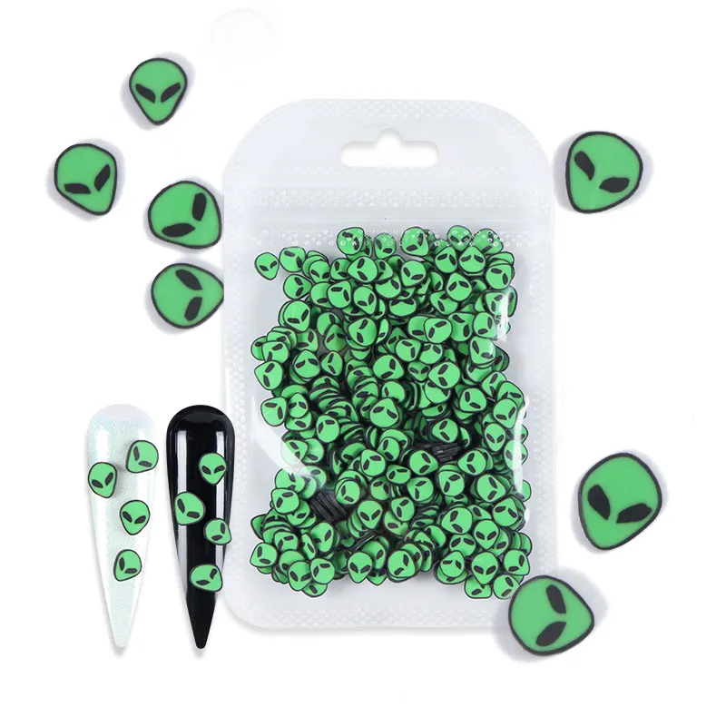 10g Green Alien fette Decorazioni unghie Decorazioni del chiodo Uomo Polymer Morbido Polymer Argilla Forniture unghie Accessori professionali Jornaildan