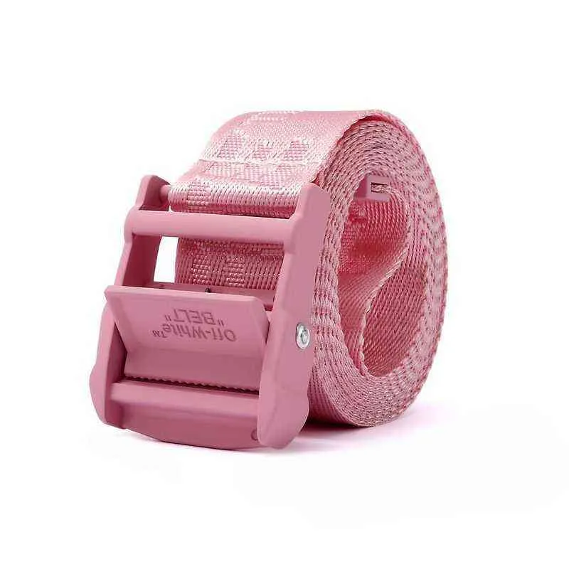 2022 New Fashion Computer Jacquard Letter Pink Metal Head Pink Ribbon Industrial 100OFF01 Belt Men039s and Women039s2036384