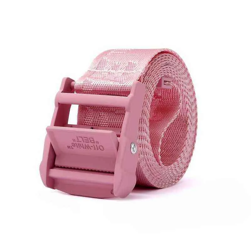 2022 Nieuwe Mode Computer Jacquard Letter Roze Metalen Kop Roze Lint Industriële 100OFF01 Riem Heren039s en Dames039s6421219