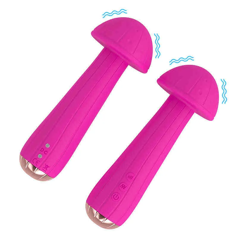 NXY Vibrators New Arrival Waterproof Super Shock Silicone Heating Mushroom Vibrating Av Wand Massage Women Masturbation Sex Toy Vibrator 0411