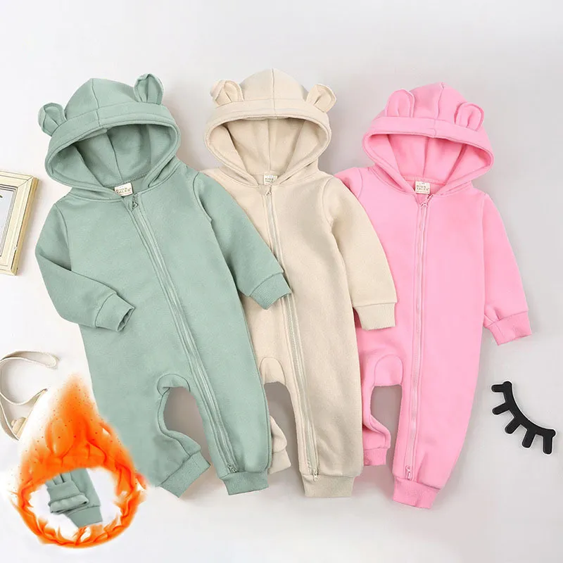 女の赤ちゃんの服の少年ロンパー全体的に生まれた幼児幼児服パジャマ冬の温かいフリースジャンプスーツベイビーロンパース卸売220525