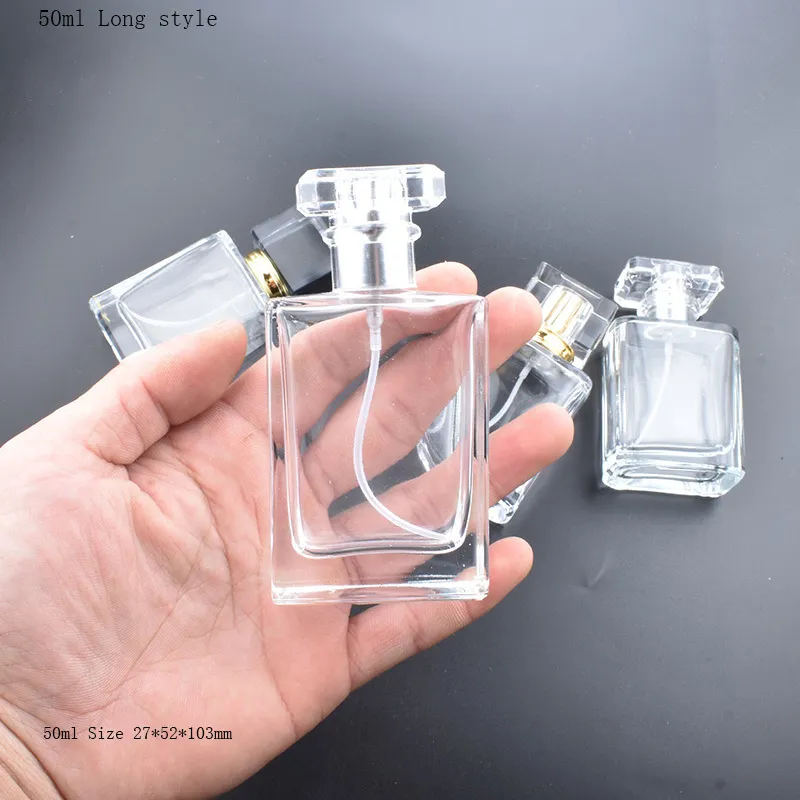 5 -stks 50 ml transparante zwarte parfumflessen Travel Pocket Glass Spray Flessen Lege flessen Mist Spray Bottle Dispenser Atomizer 220705