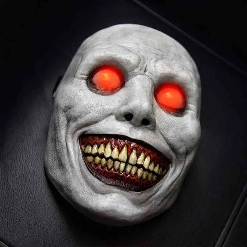 Świecająca maska ​​LED przerażająca maska ​​na Halloween uśmiechnięta demony Zła Cosplay Props Horror Holiday Party 2021 Dift Masque G2204123283
