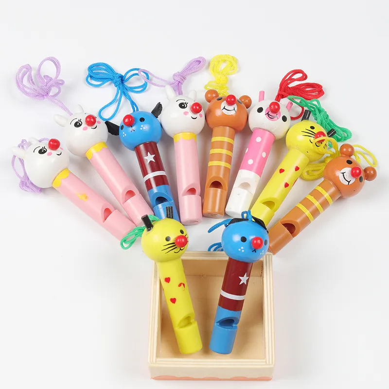 10sts söta multicolor trä visselpipor barn födelsedagsfest gynnar dekoration baby shower noice maker leksaker goody väskor pinata gåvor227727502