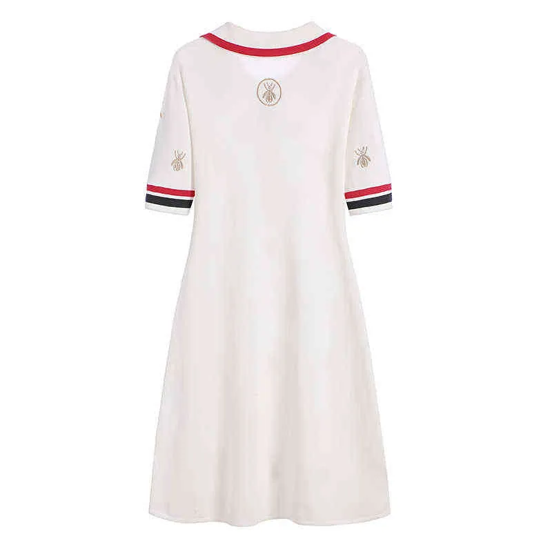 Runway Dresses Dresses Apparel Knit Cartoon Embroidered Polo Dress Woman Plus Size Black Casual Knee length Straight Dresses Female